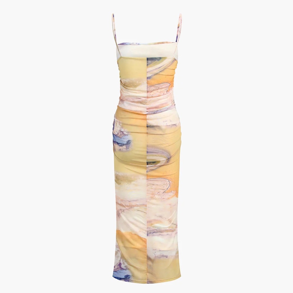 Granite Tie Dye Mesh Ruched Midi Dress - Picture 2 of 3
